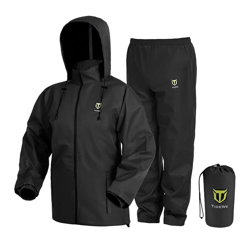 TIDEWE Rain Suit  Waterproof Breathable Lightweight Rainwear (Black Size M) - Image 1